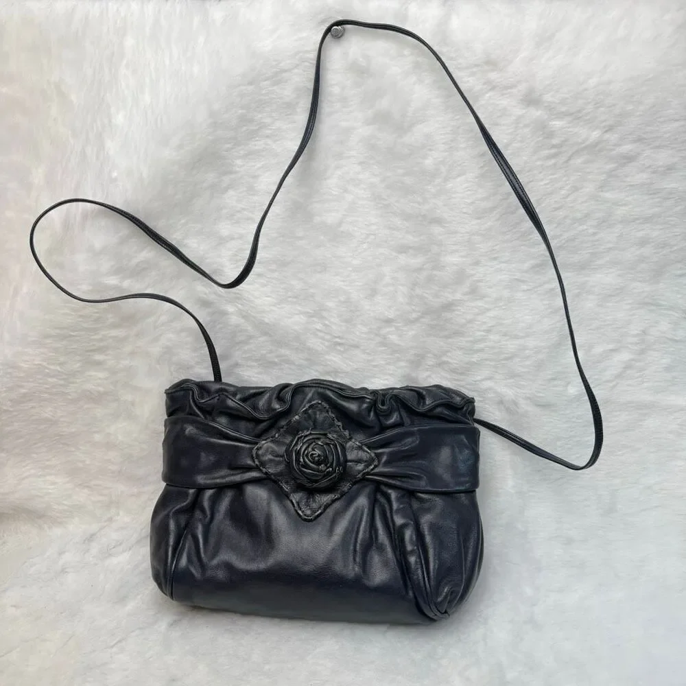 Sharif White Crossbody Bag with Floral Design